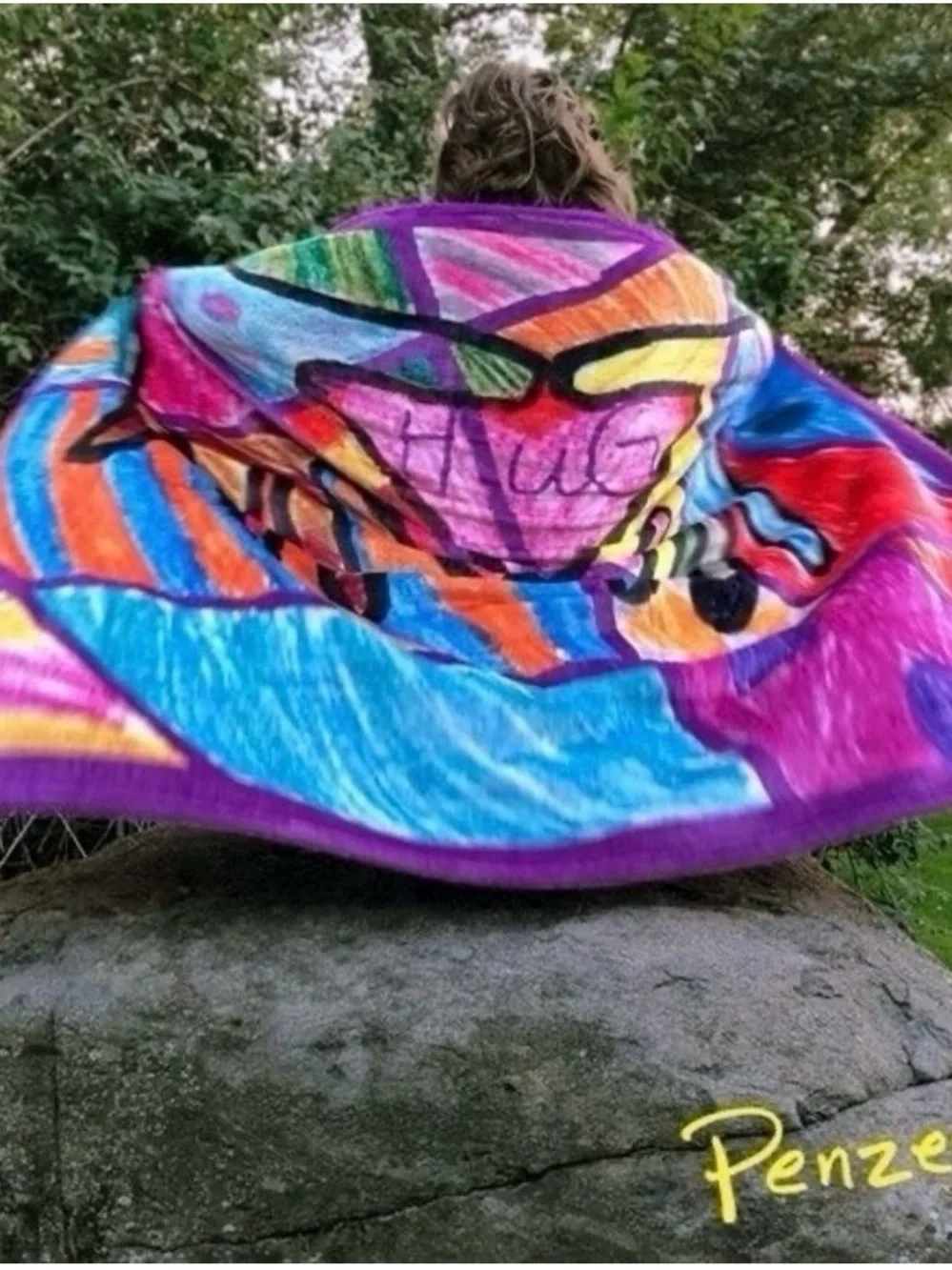 Penzeys Tie Dye Hug Blanket Fleece Throw Colorful Soft Cozy Plush